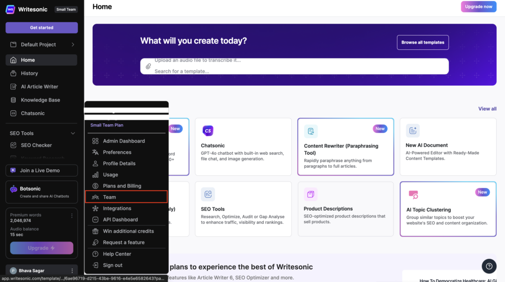 Writesonic – SEO + Conversion-Focused AI Writing